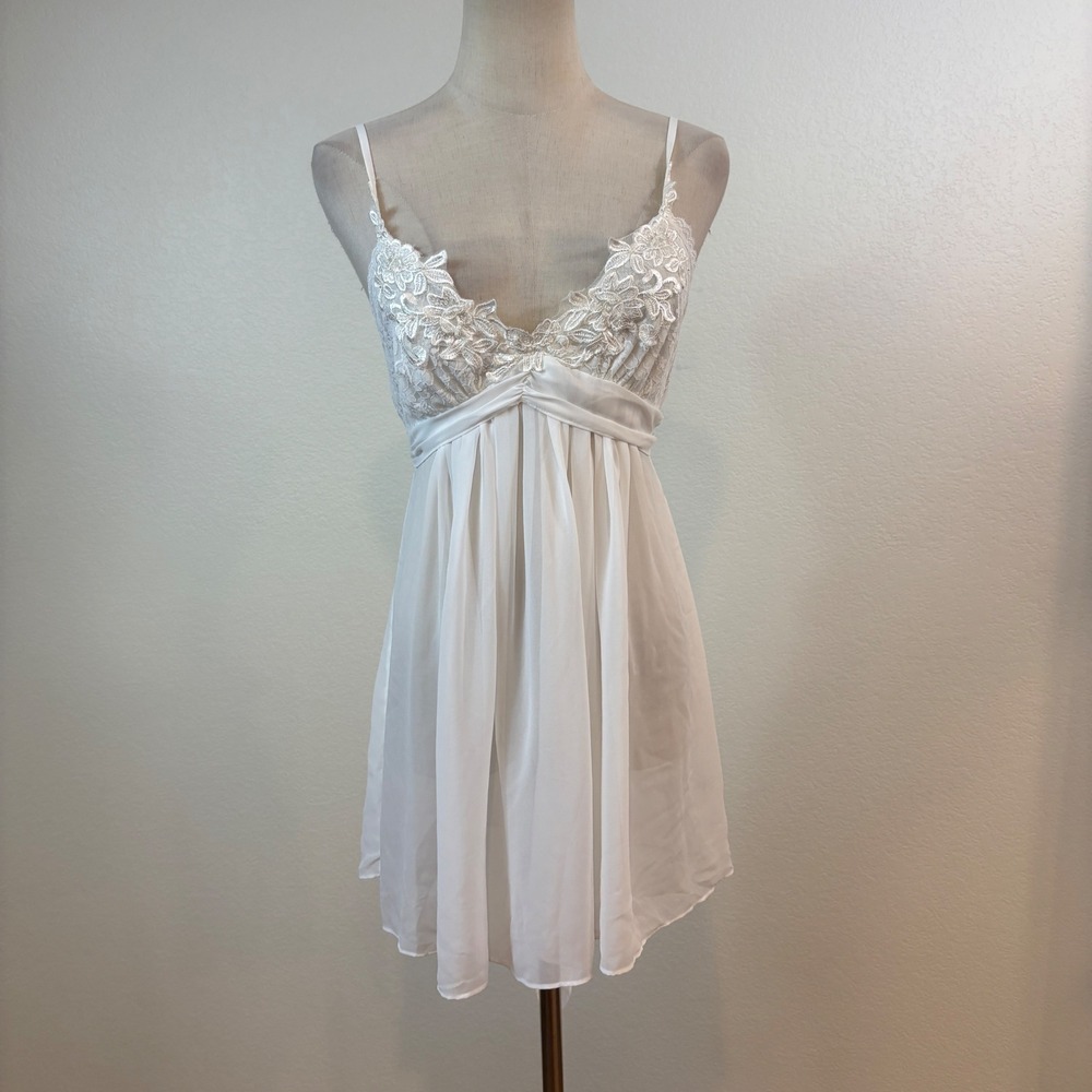In Bloom by Jonquil Slip Dress S Lace Sheer Babydoll Bridal Honeymoon Fairy